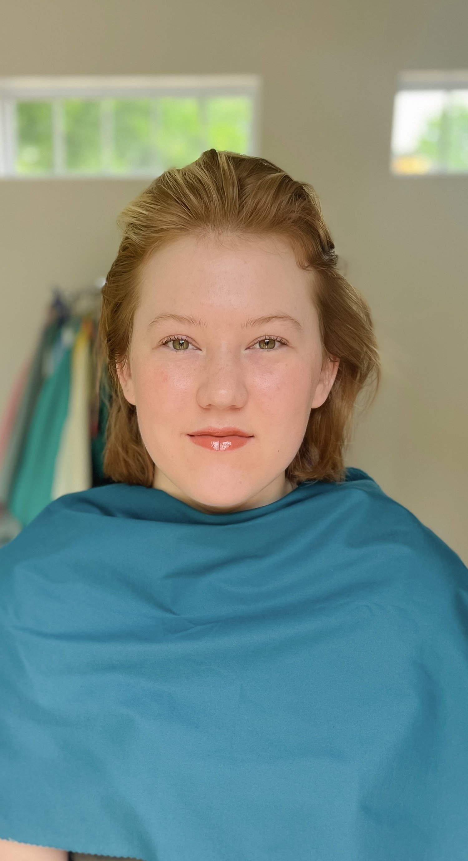 Warm Autumn client draped in teal