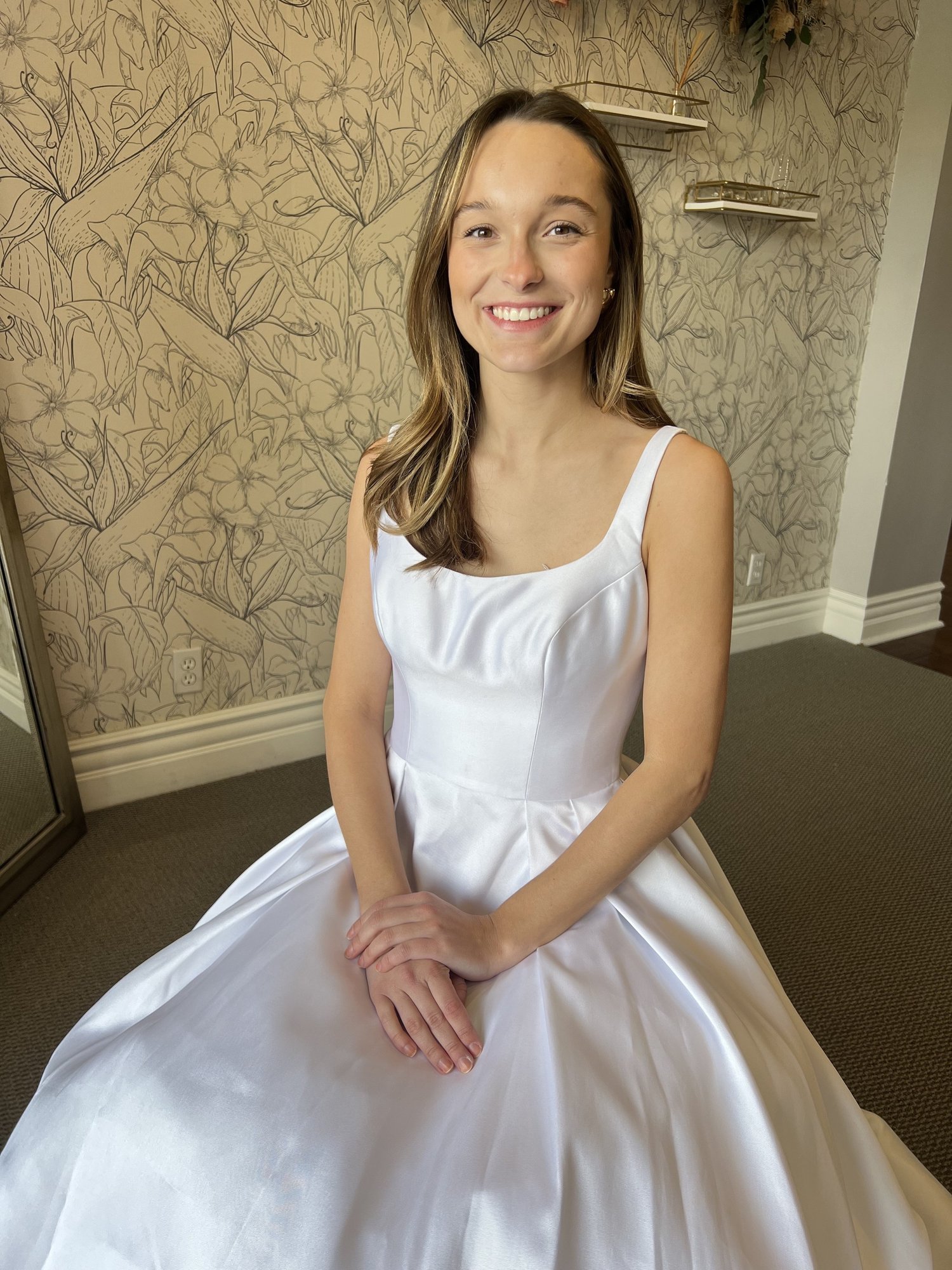 Winter bright white wedding dress