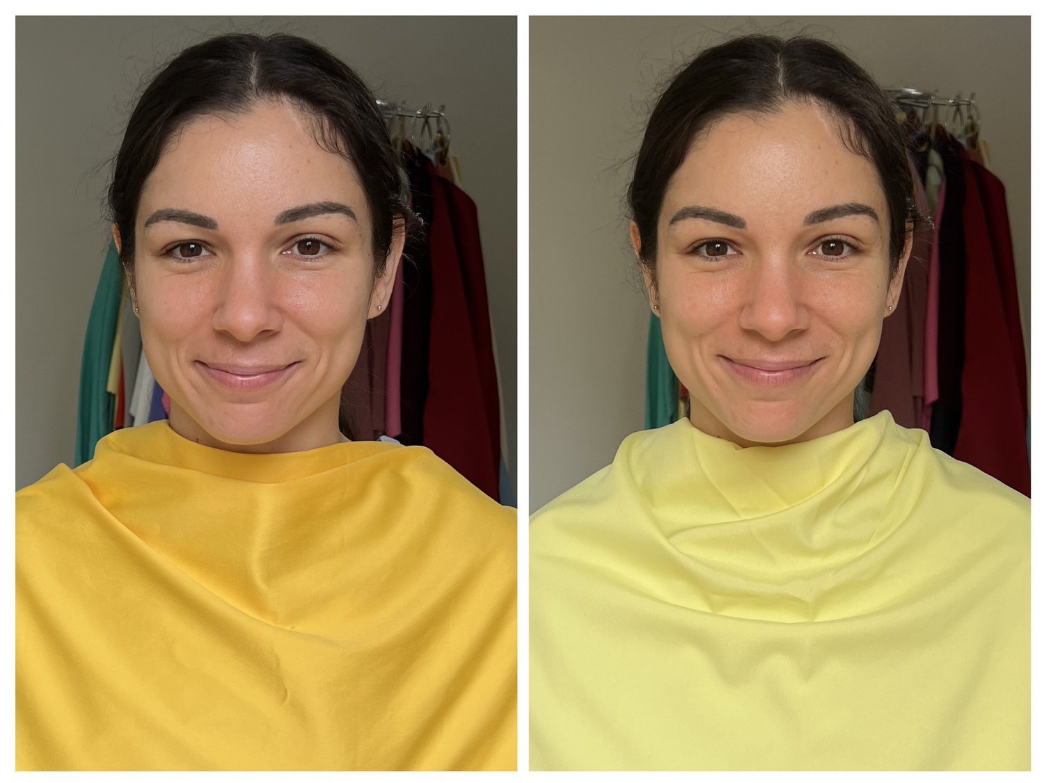 Bright Spring vs. Bright Winter yellow drape comparison