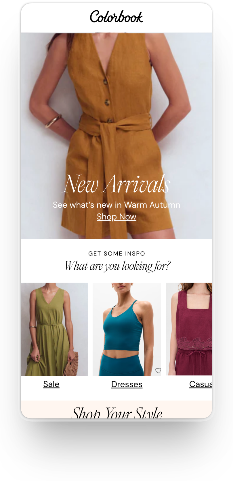 Colorbook app preview — new arrivals filtered to Warm Autumn