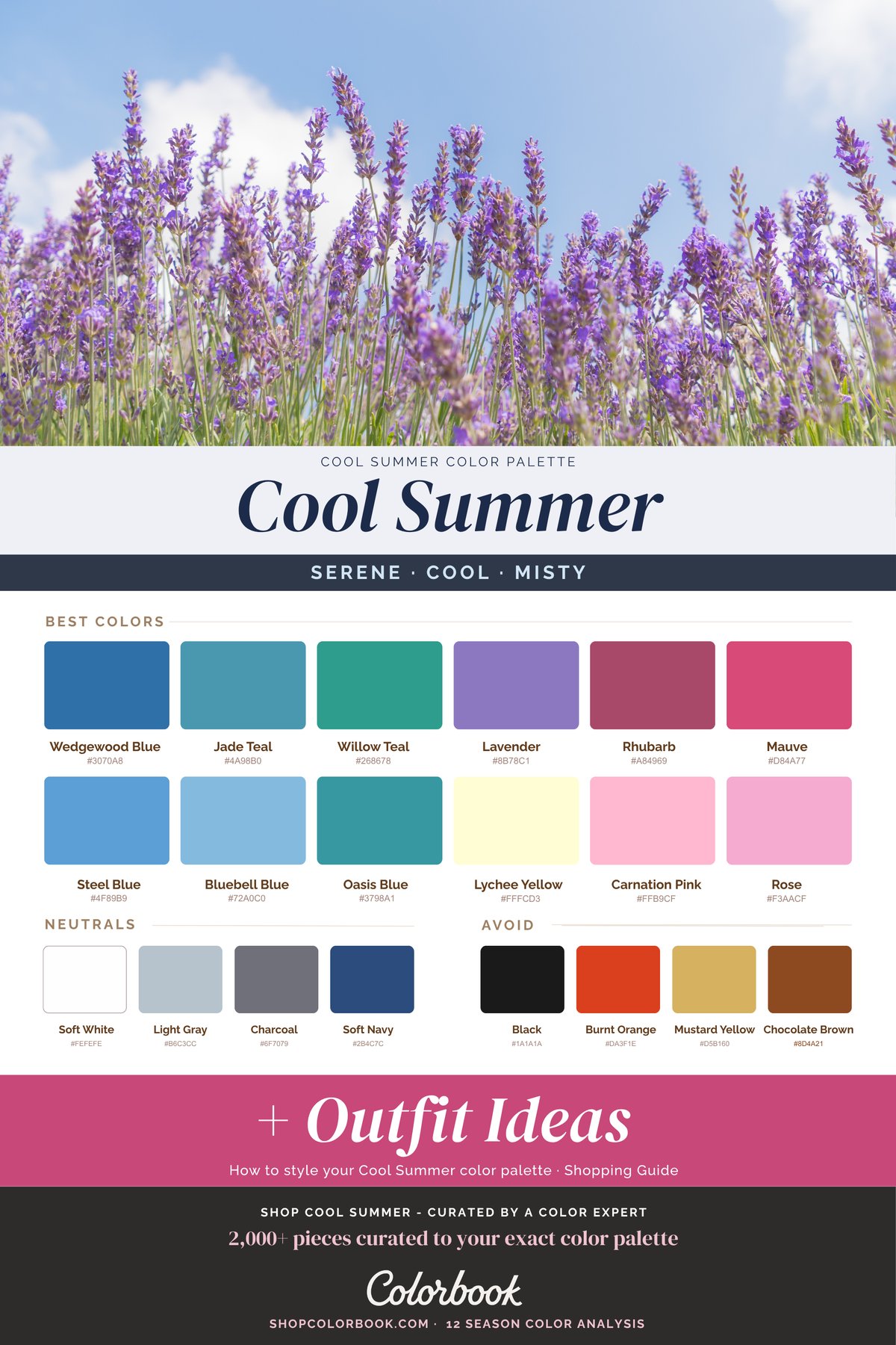 Cool Summer color palette swatches