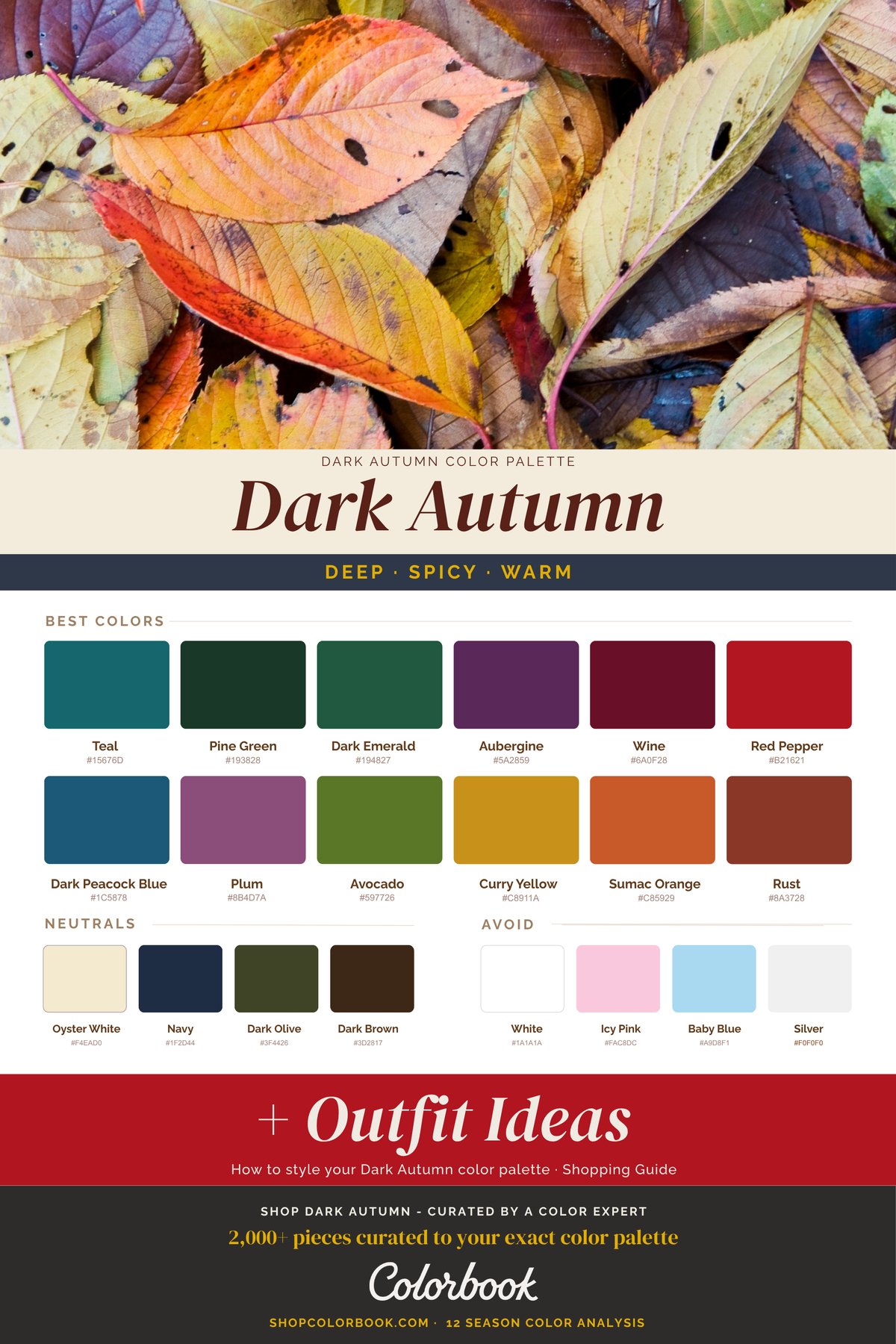 Deep Autumn color palette swatches
