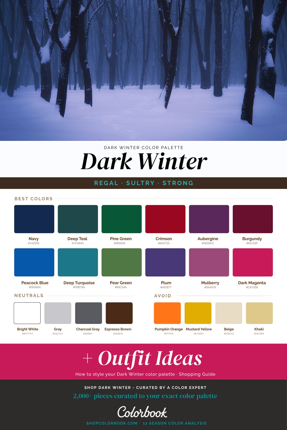 Deep Winter color palette swatches