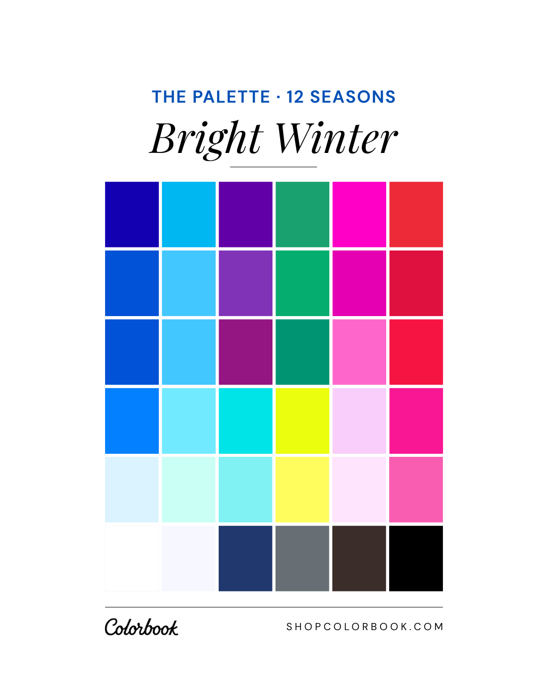 Bright Winter complete color palette