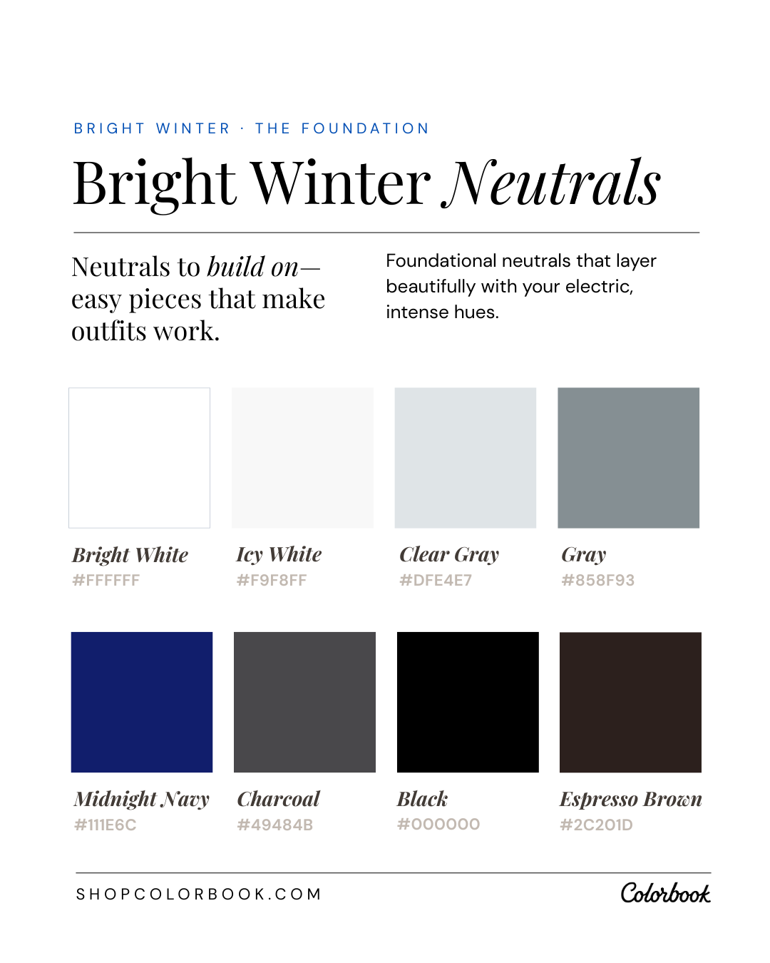 Bright Winter neutral outfit examples