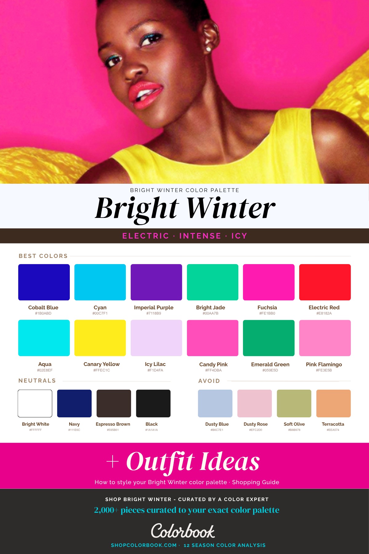Bright Winter color palette swatches