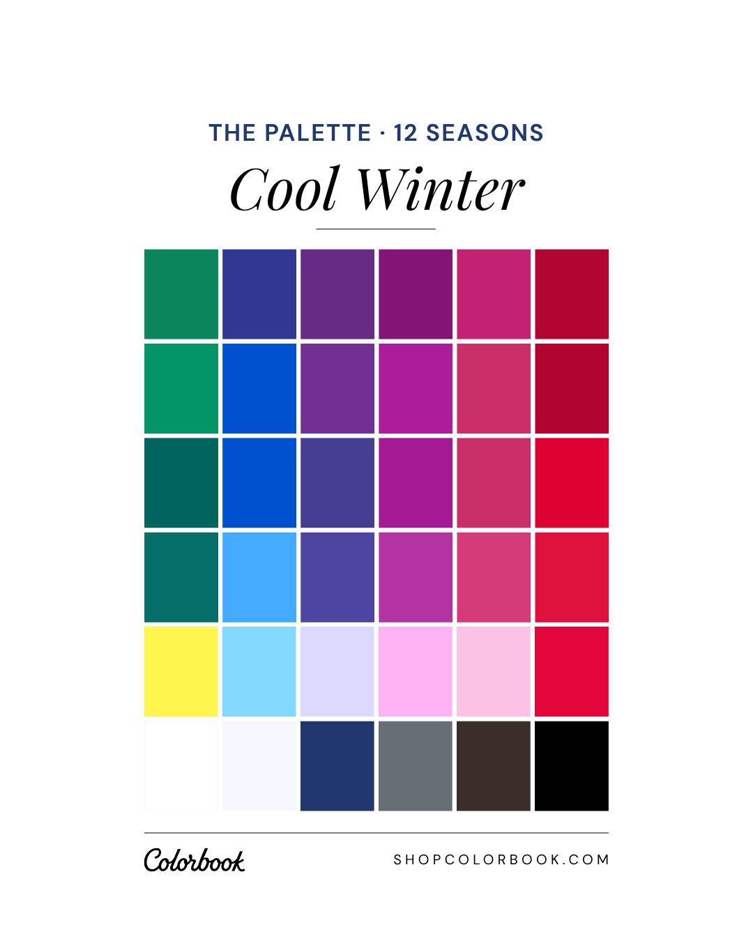 Cool Winter complete color palette