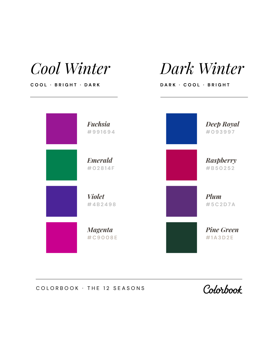 Cool Winter vs Dark Winter comparison