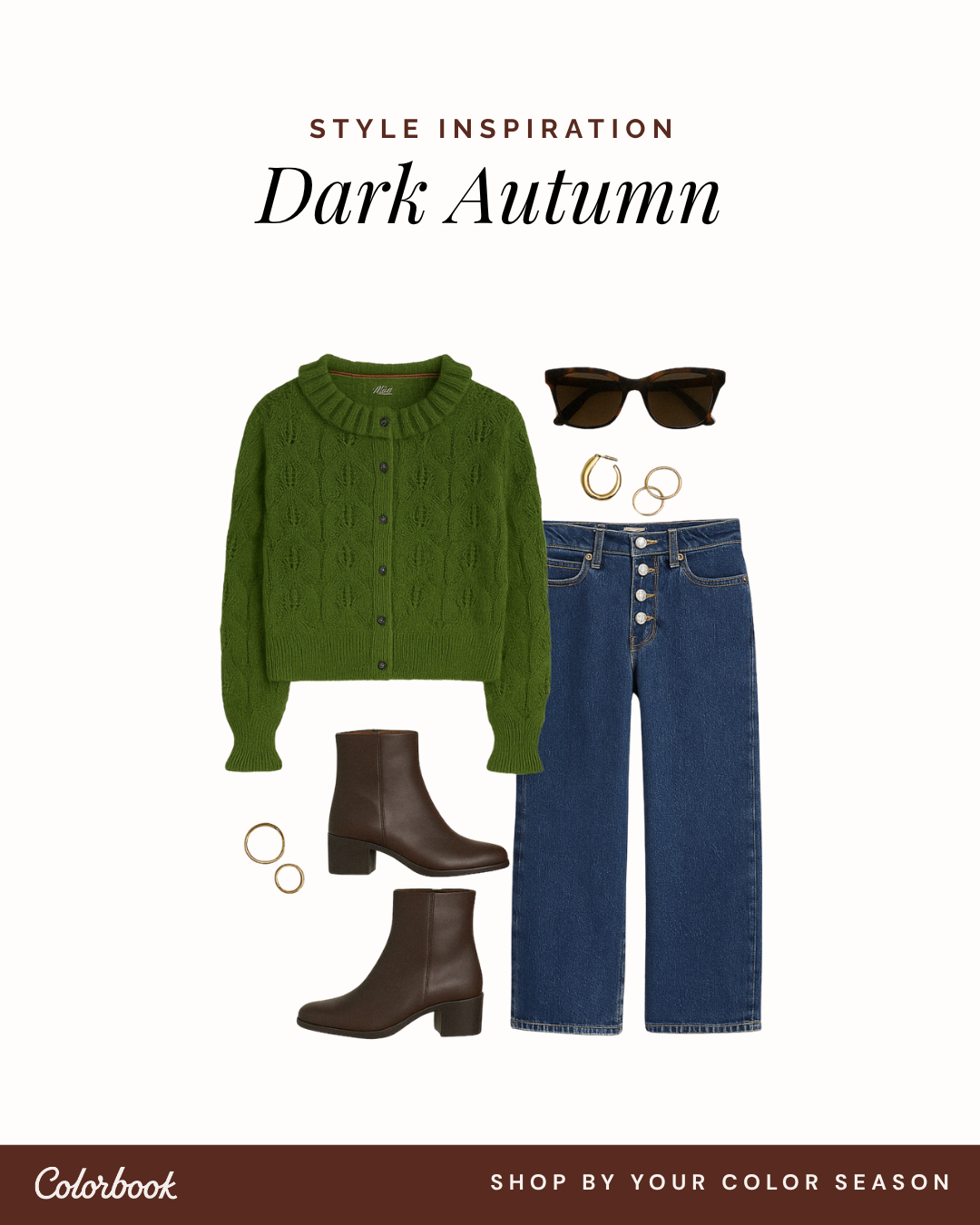 Dark Autumn outfit — burgundy and forest green