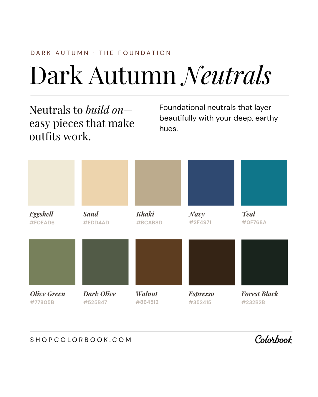 Dark Autumn neutral outfit examples