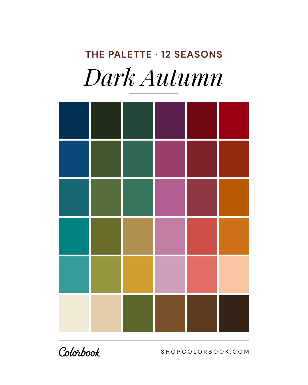 Dark Autumn complete color palette