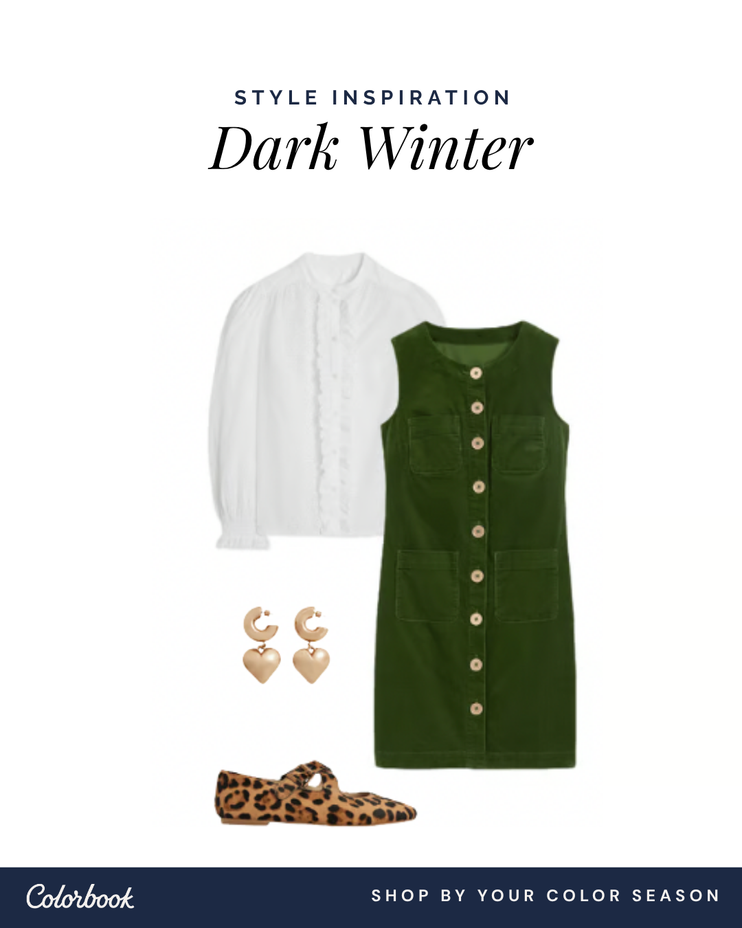 Dark Winter outfit — black-brown and cool red