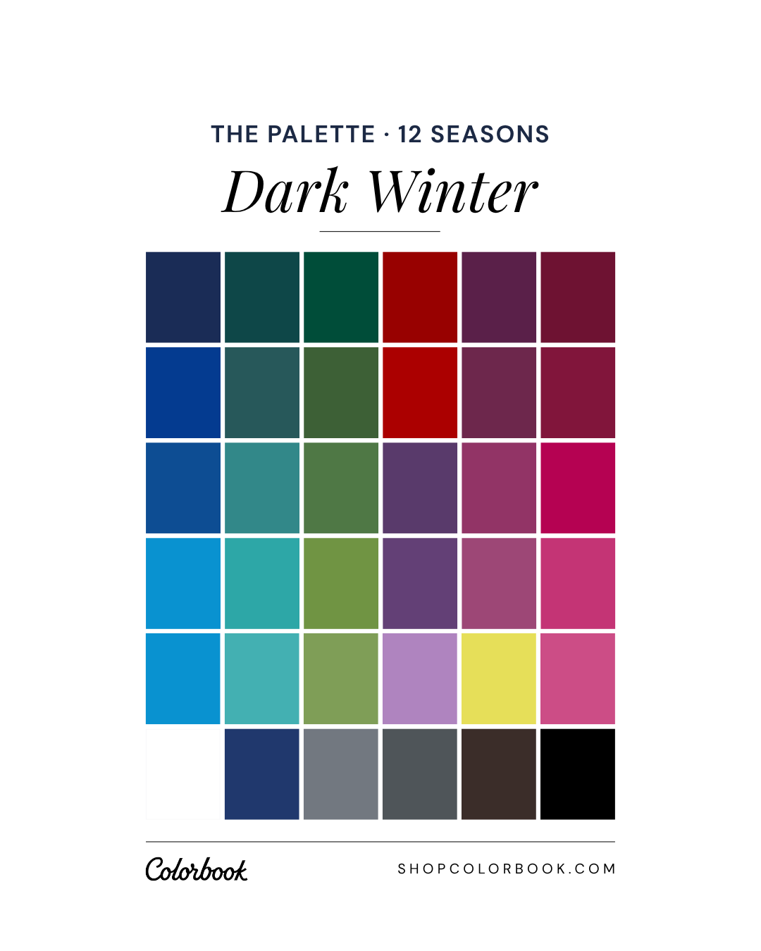 Dark Winter complete color palette