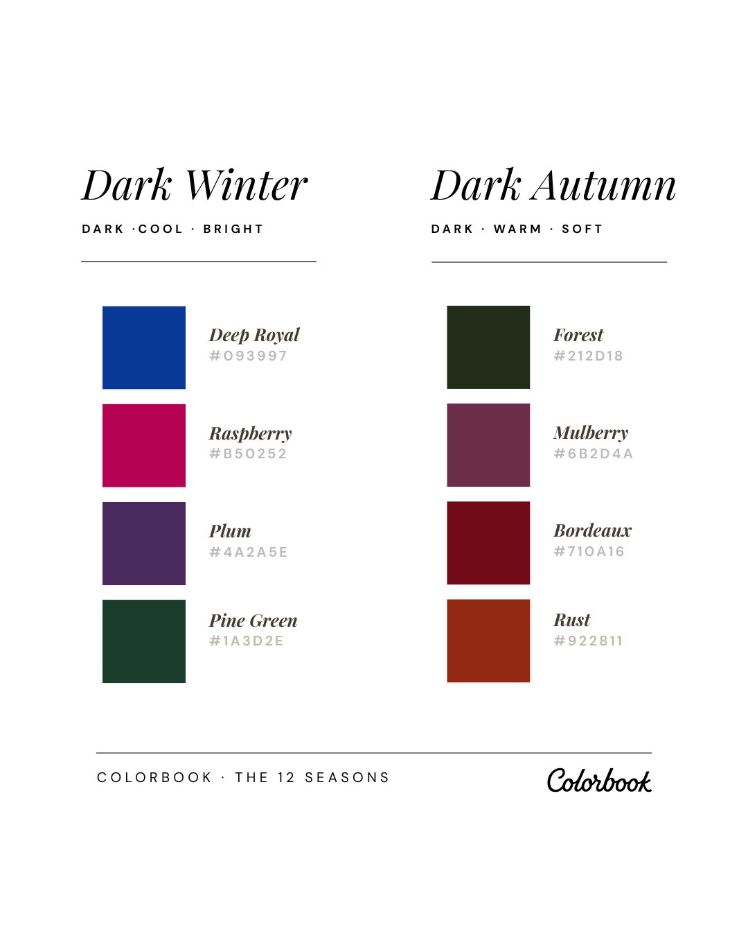 Dark Winter vs Dark Autumn comparison