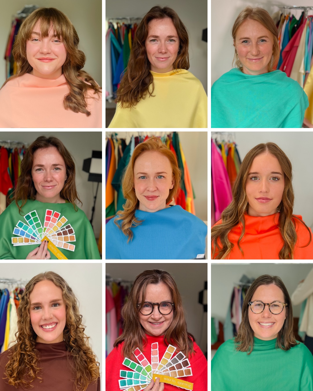 Nine Warm Spring color analysis clients